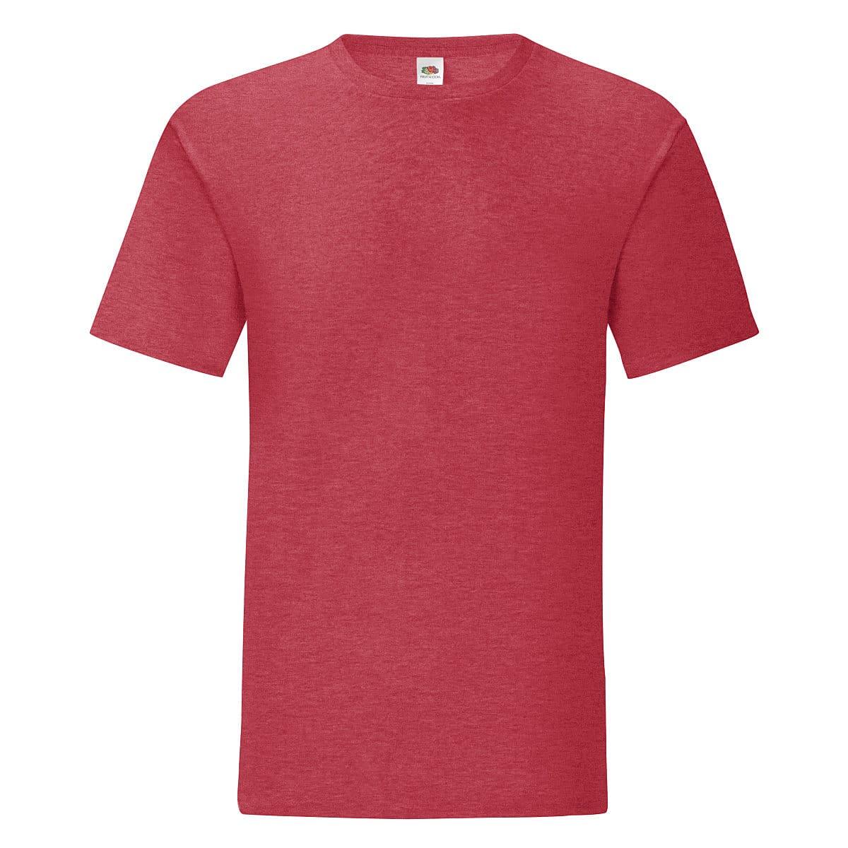 Fruit Of The Loom Mens Iconic T-Shirt in Vintage Heather Red (Product Code: 61430)