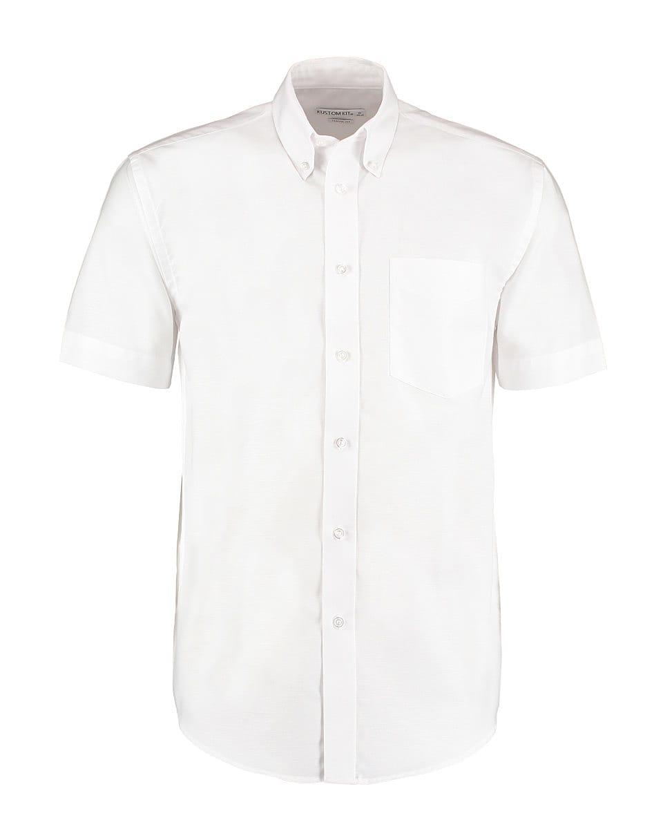 Kustom Kit Mens Workwear Oxford Short-Sleeve Shirt in White (Product Code: KK350)