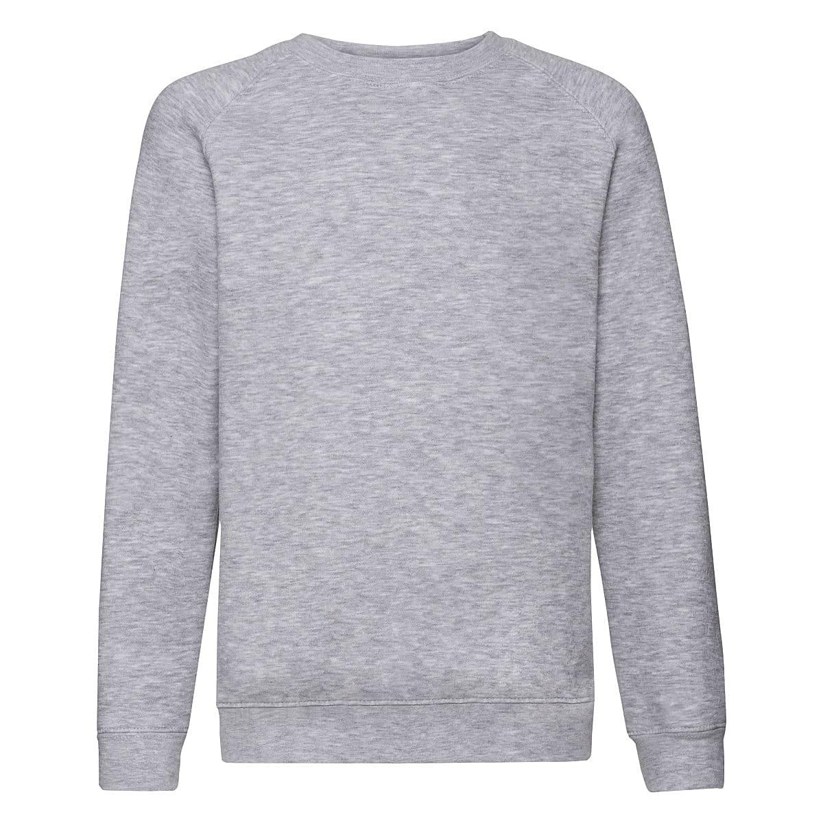 Fruit Of The Loom Childrens Premium Raglan Sleeve Sweatshirt in Heather Grey (Product Code: 62033)