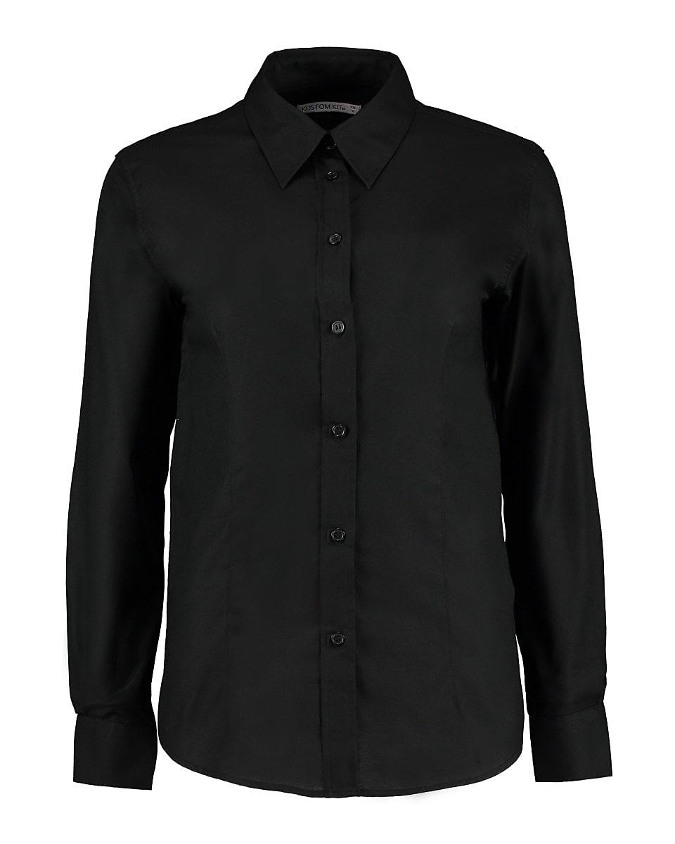 Kustom Kit Womens Workwear Oxford Long-Sleeve Shirt in Black (Product Code: KK361)