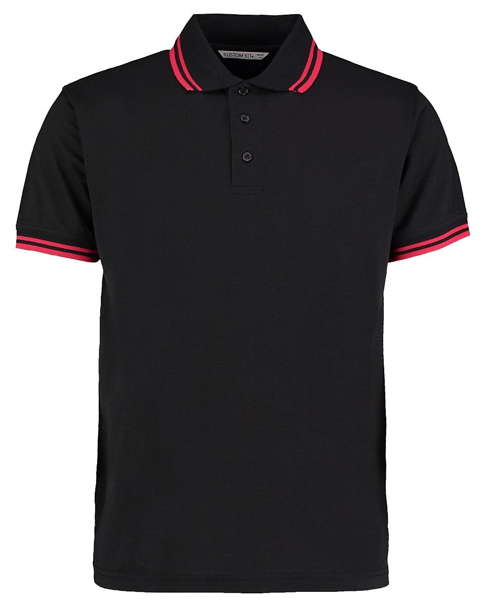 Kustom Kit Mens Tipped Pique Polo Shirt in Black / Red (Product Code: KK409)