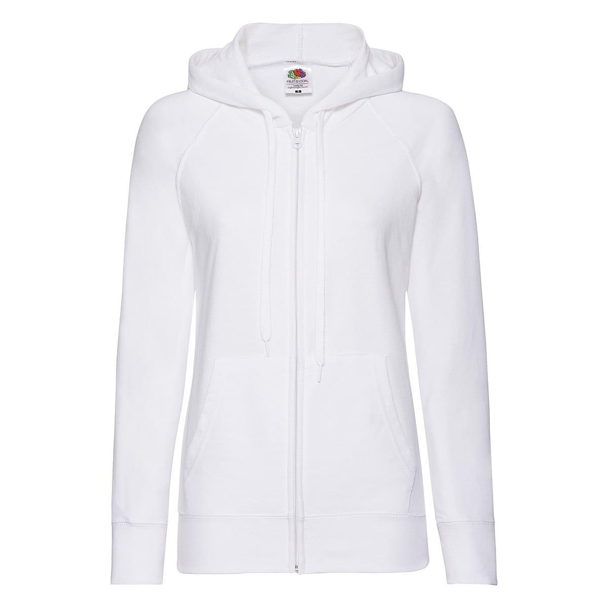 Fruit Of The Loom Lady-Fit Lightweight Full-Zip Hoodie in White (Product Code: 62150)