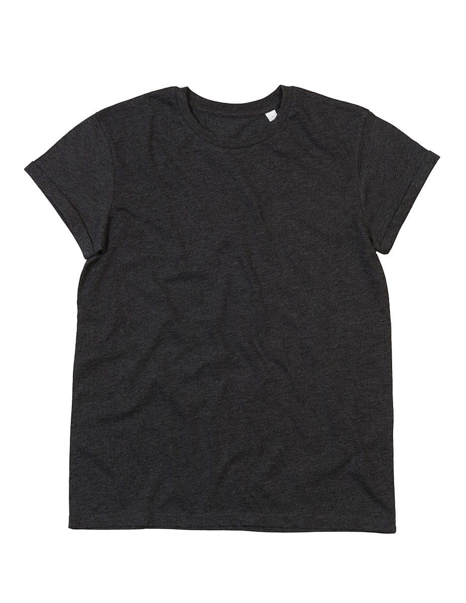 Mantis Mens Roll Sleeve T-Shirt in Charcoal Grey Melange (Product Code: M80)
