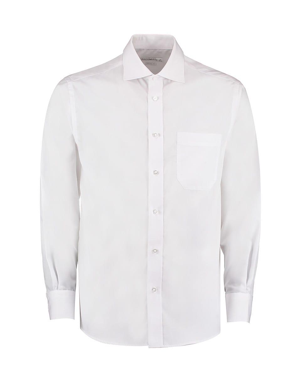 Kustom Kit Mens Premium Non Iron Long-Sleeve Shirt in White (Product Code: KK116)