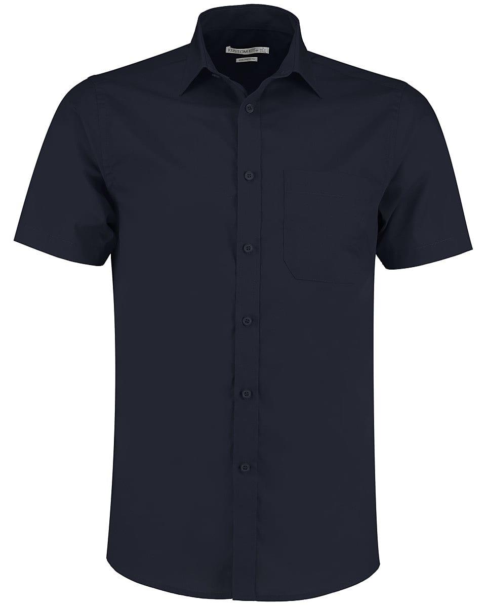 Kustom Kit Mens Short-Sleeve Poplin Shirt in Dark Navy (Product Code: KK141)