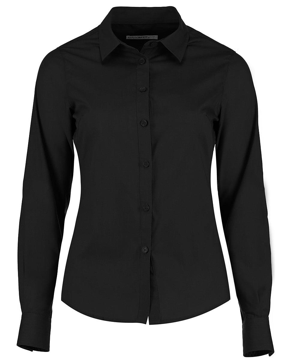 Kustom Kit Womens Long-Sleeve Poplin Shirt in Black (Product Code: KK242)
