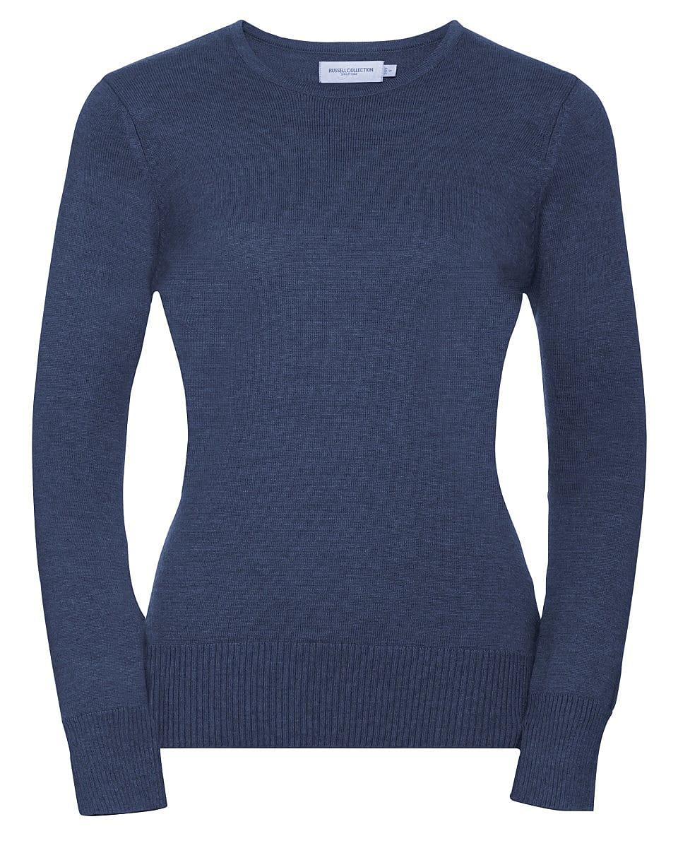 Russell Collection Womens Crew Pullover in Denim Marl (Product Code: R717F)