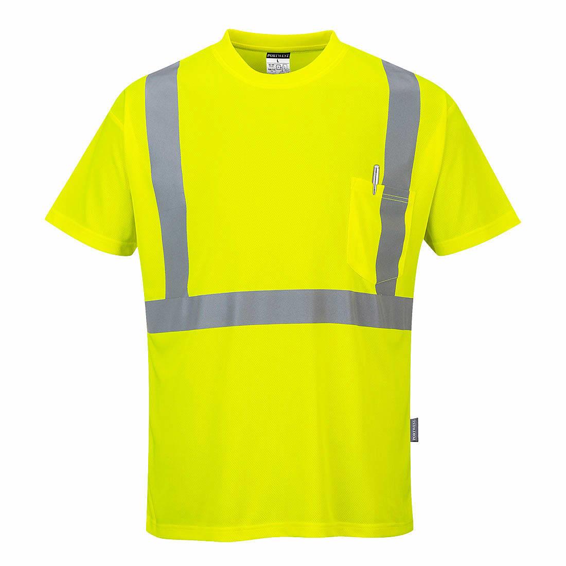 Portwest Hi-Viz Pocket T-Shirt in Yellow (Product Code: S190)