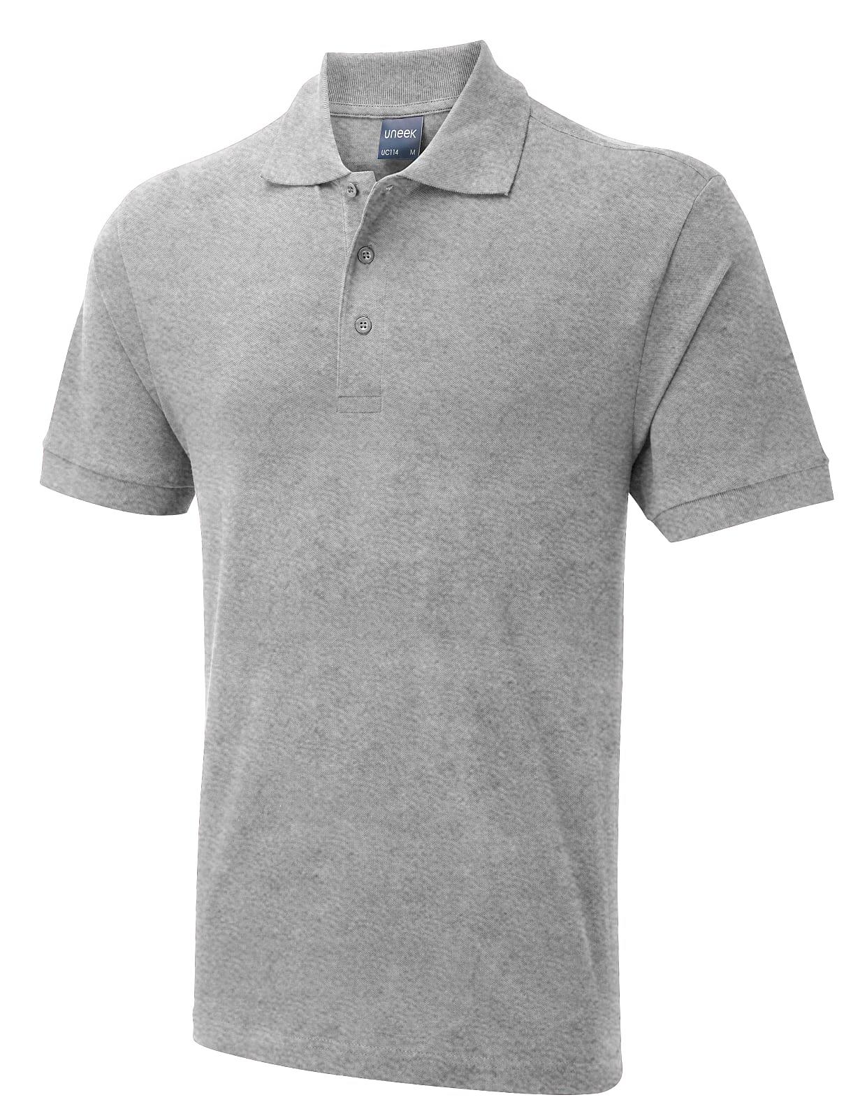 Uneek 180GSM Mens Polo Shirt in Heather Grey (Product Code: UC114)