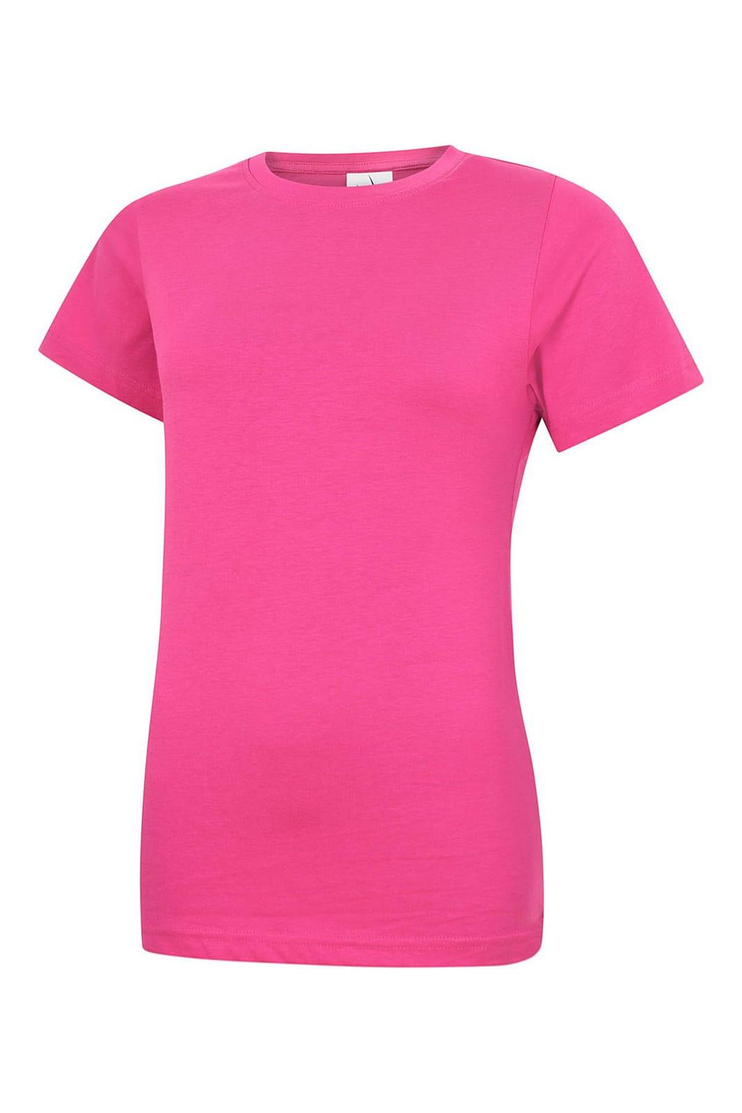 Uneek Womens Classic Crew Neck T-Shirt in Hot Pink (Product Code: UC318)