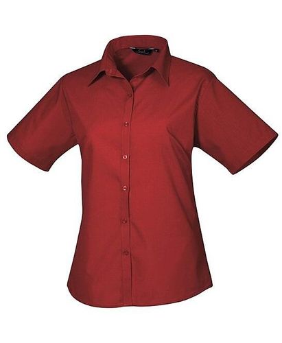 Premier Women's Short-Sleeved Poplin Blouse - PR302