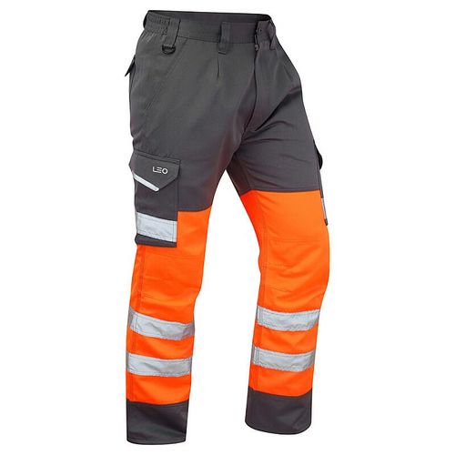 Leo Bideford ISO 20471 Class 1 Cargo Trouser Orange/Grey