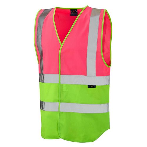 Leo Pilton Single Colour Reflective Waistcoat (Non ISO 20471) Pink/Lime