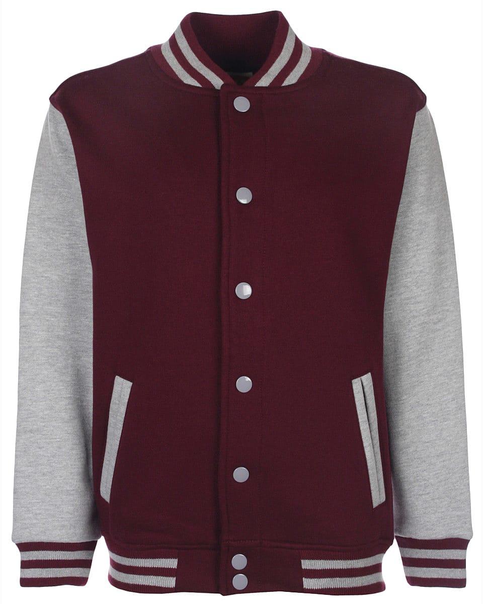 FDM Junior Varsity Jacket in Burgundy / Heather Grey (Product Code: FV002)