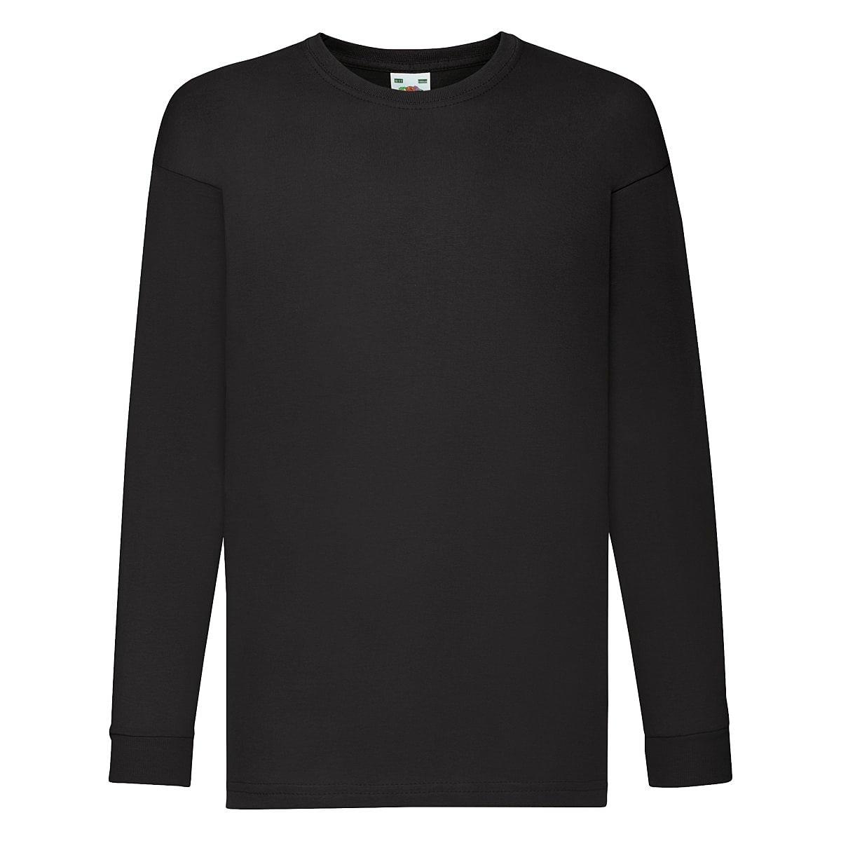 Fruit Of The Loom Childrens Valuweight Long-Sleeve T-Shirt in Black (Product Code: 61007)