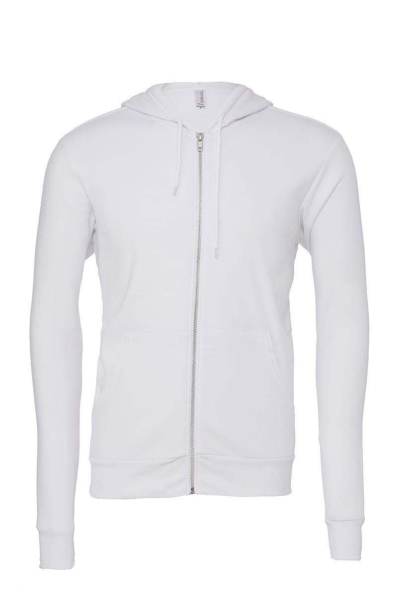 Bella Unisex Zip-up Polycotton Fleece Hoodie in White (Product Code: CA3739)