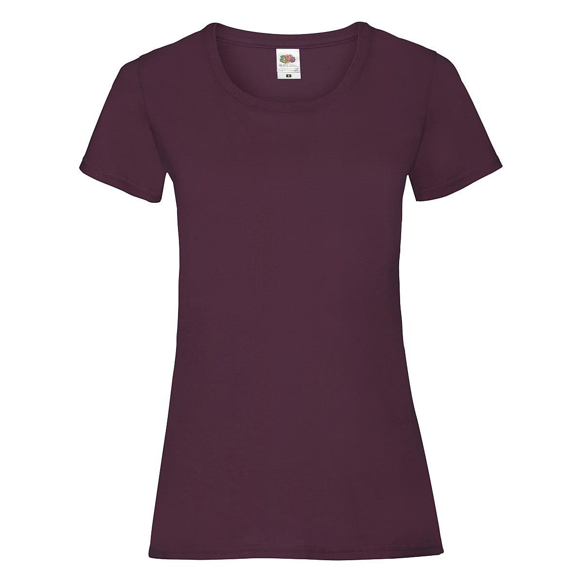 Fruit Of The Loom Lady-Fit Valueweight T-Shirt in Burgundy (Product Code: 61372)