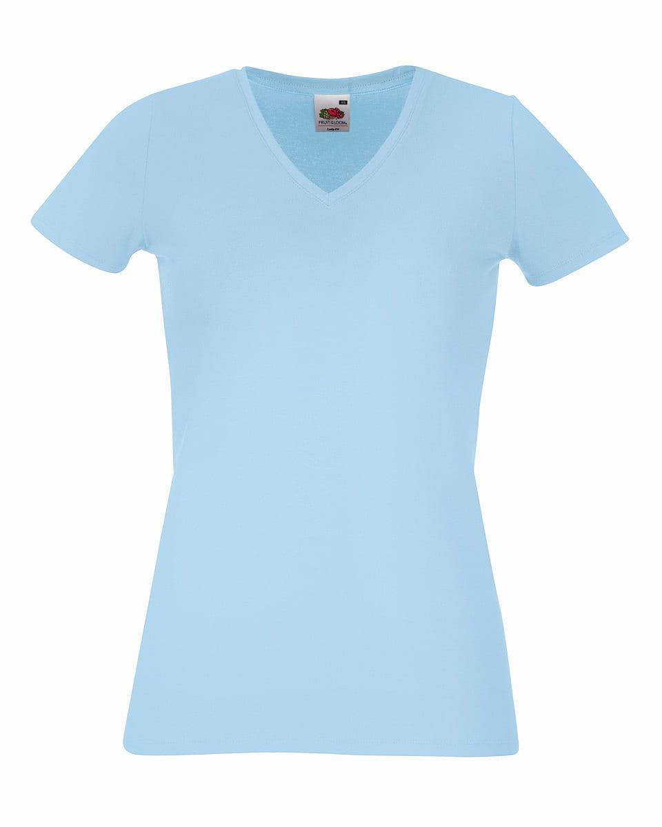 Fruit Of The Loom Lady-Fit V-Neck T-Shirt in Sky Blue (Product Code: 61382)