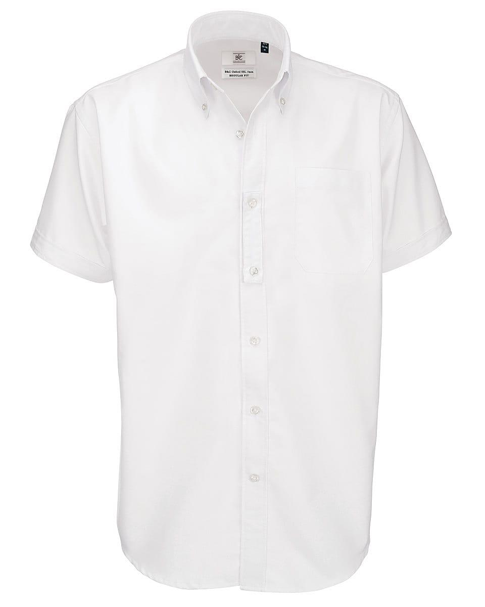 B&C Mens Oxford Short-Sleeve Shirt in White (Product Code: SMO02)