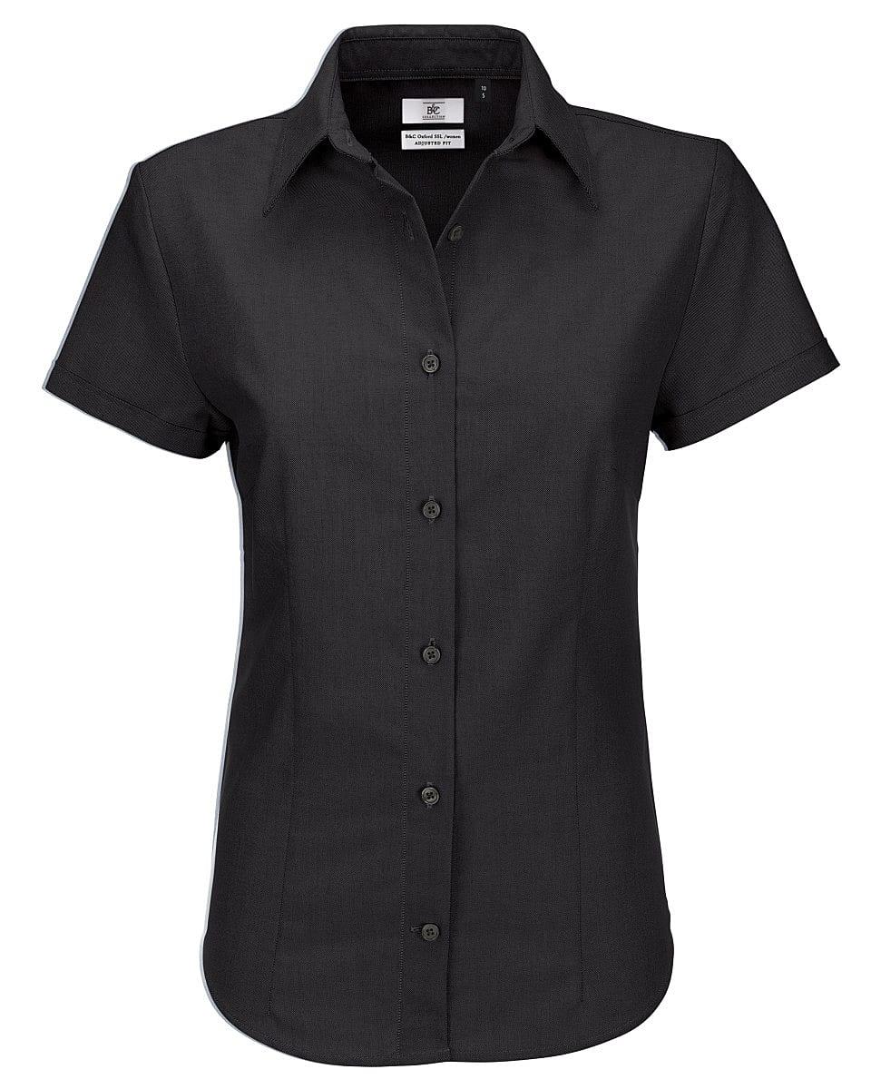 B&C Womens Oxford Short-Sleeve Shirt in Black (Product Code: SWO04)