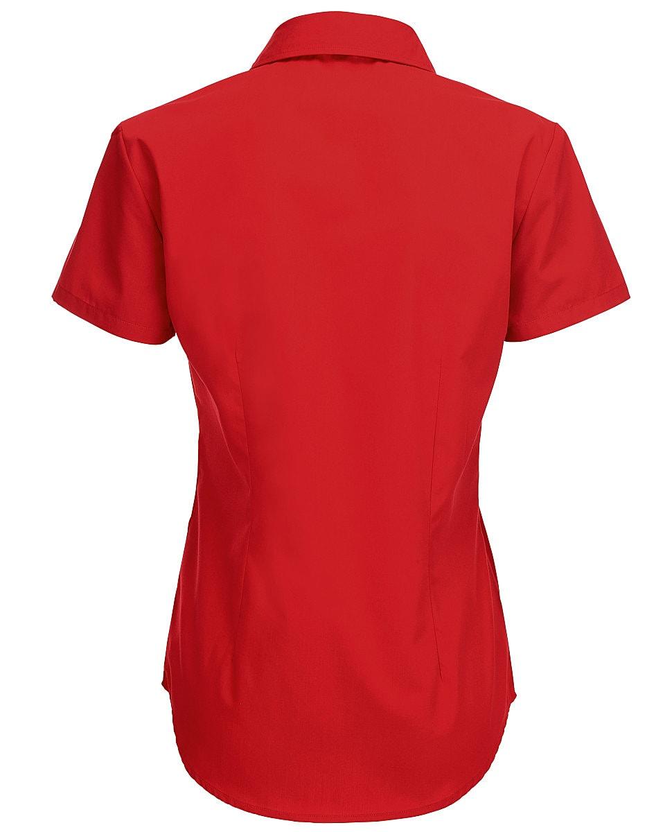 B&C Womens Smart Short-Sleeve Poplin Shirt in Deep Red (Product Code: SWP64)