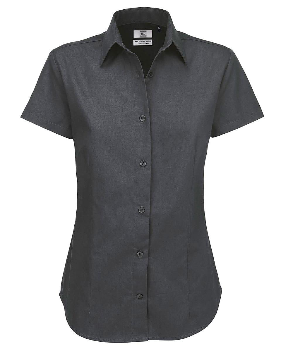 B&C Womens Sharp Twill Short-Sleeve Shirt in Dark Grey (Product Code: SWT84)