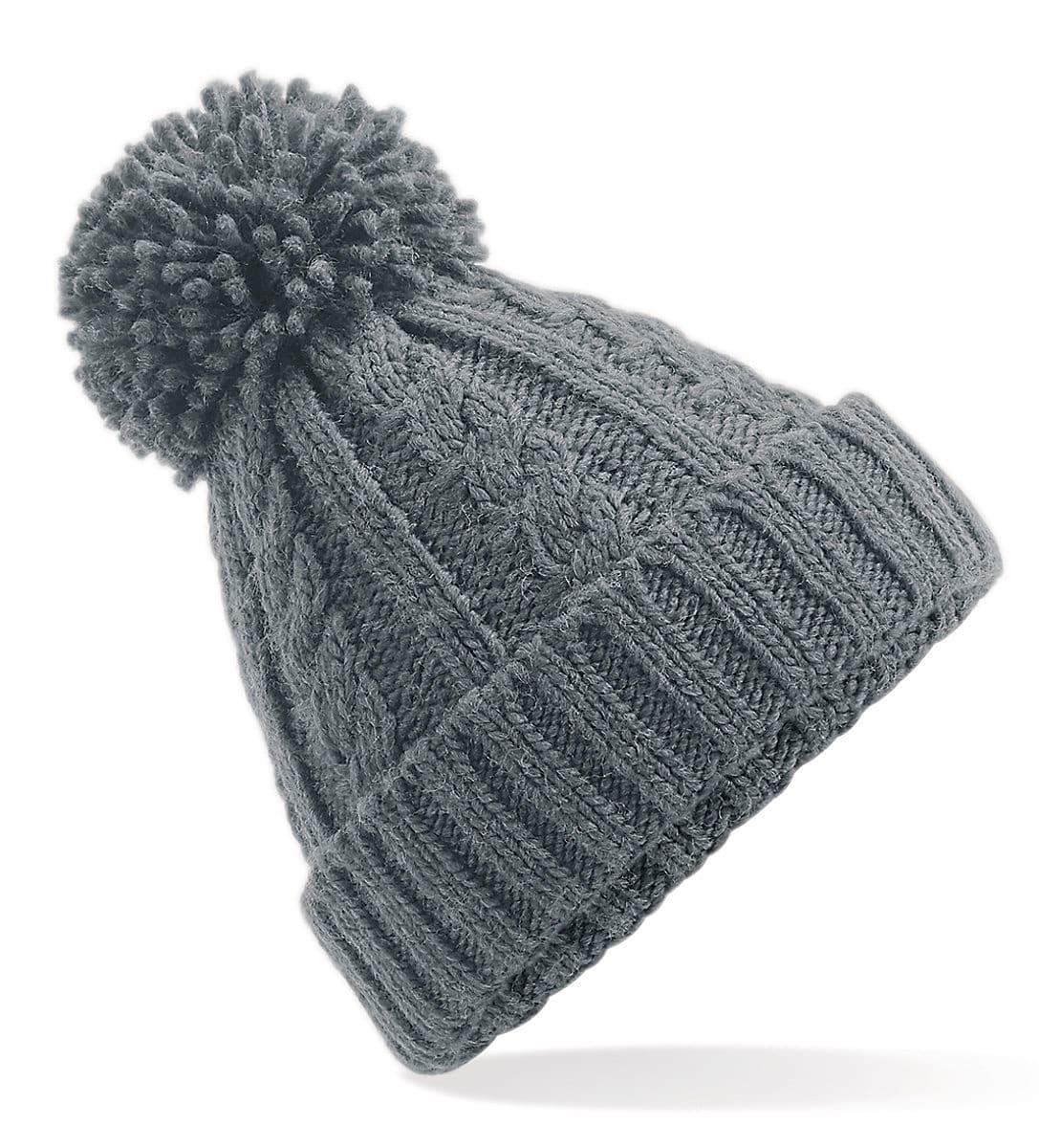 Beechfield Cable Knit Melange Beanie Hat in Light Grey (Product Code: B480)