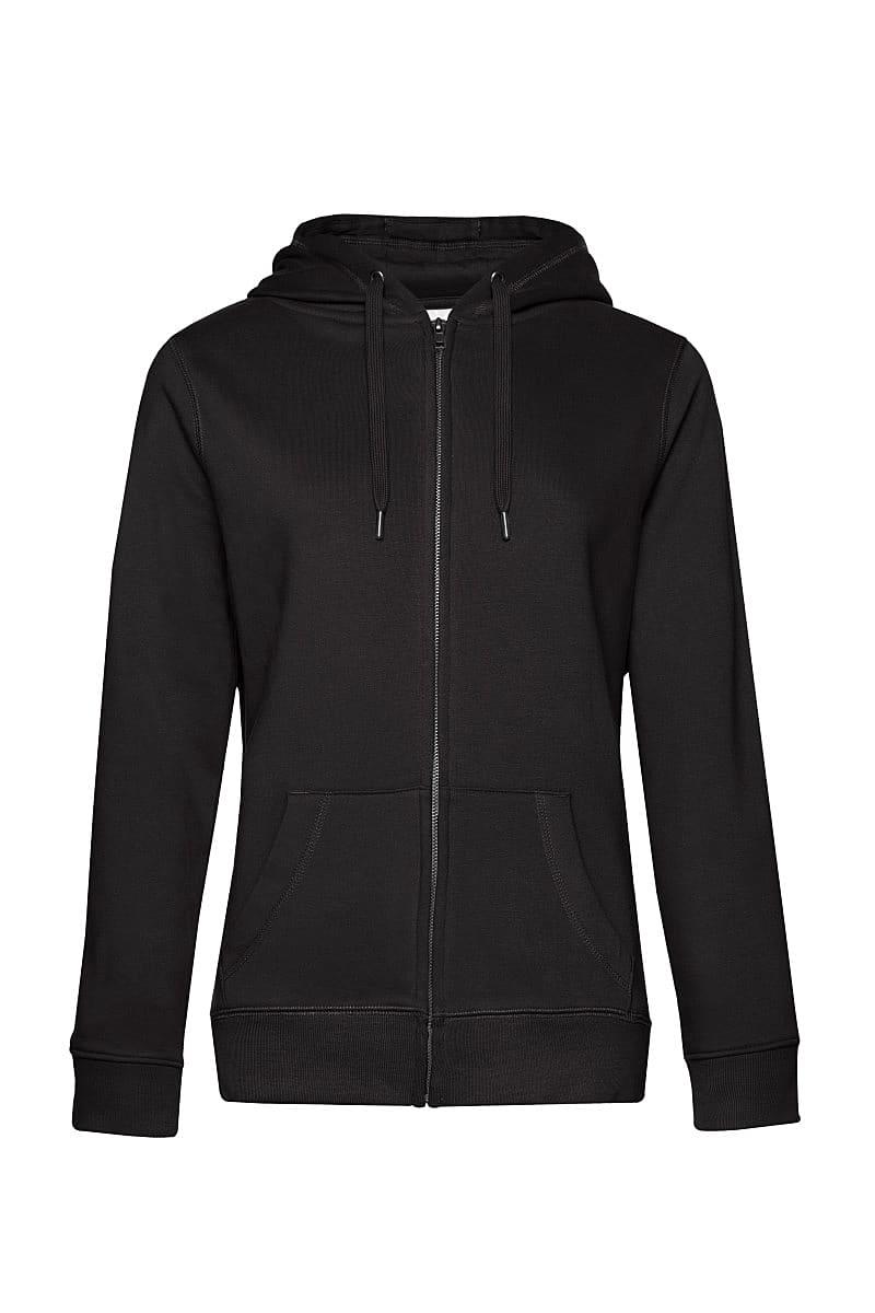 B&C Womens Queen Zipped Hoodie in Black Pure (Product Code: WW03Q)