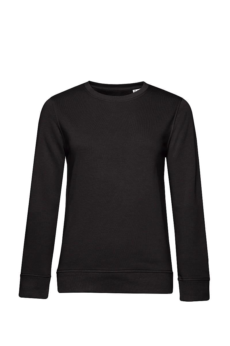B&C Womens Organic Crew Neck Sweatshirt in Black Pure (Product Code: WW32B)