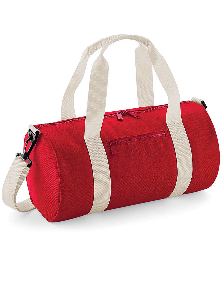 Bagbase Mini Barrel Bag in Classic Red / Off-White (Product Code: BG140S)
