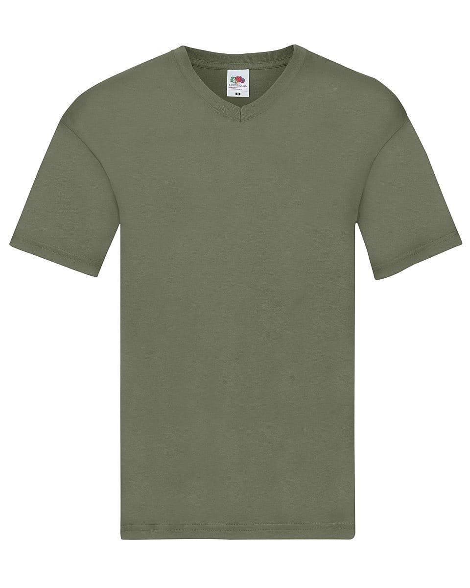 Fruit Of The Loom Mens Original V-Neck T-Shirt in Classic Olive (Product Code: 61426)