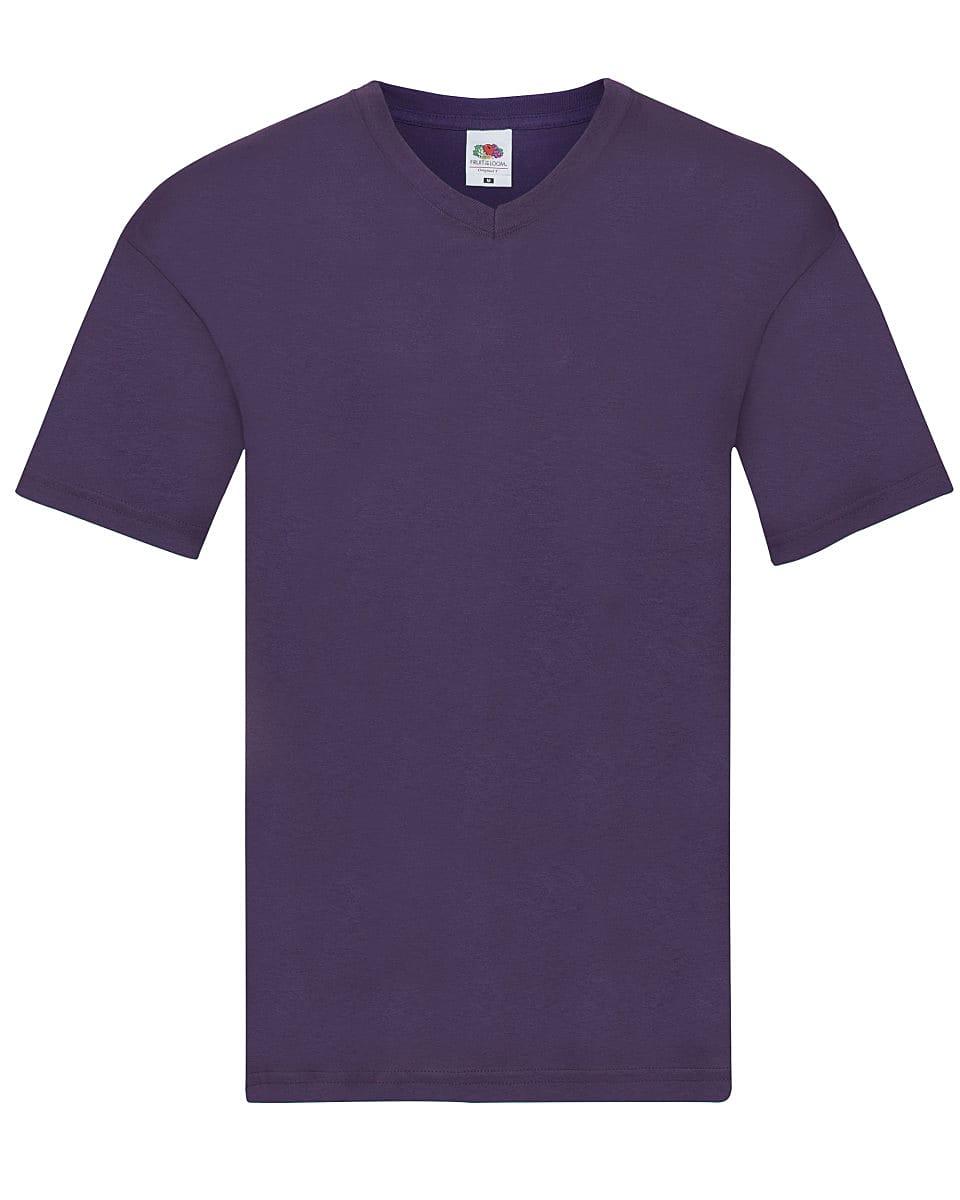Fruit Of The Loom Mens Original V-Neck T-Shirt in Purple (Product Code: 61426)