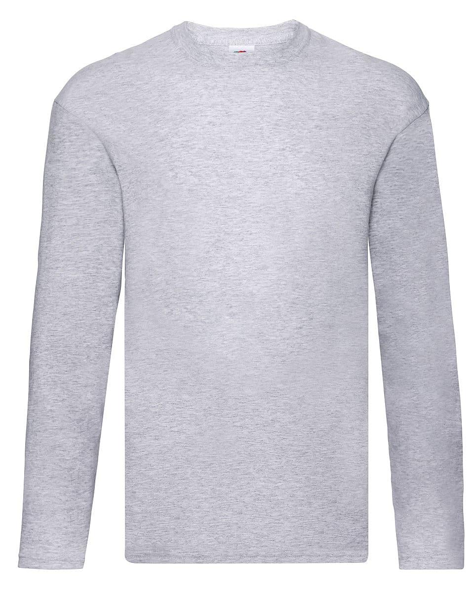 Fruit Of The Loom Mens Original Long-Sleeve T-Shirt in Heather Grey (Product Code: 61428)