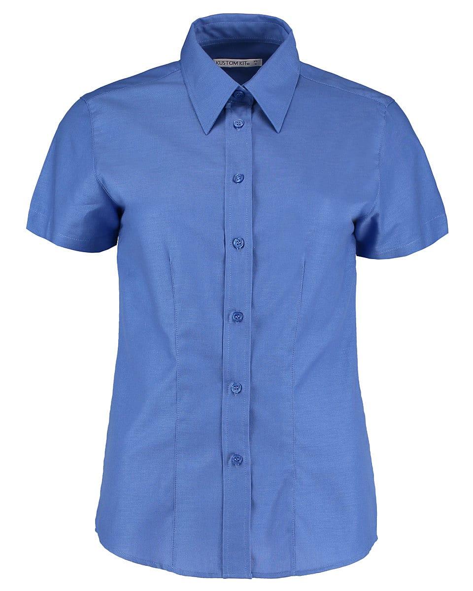Kustom Kit Womens Workwear Oxford Short-Sleeve Shirt in Italian Blue (Product Code: KK360)