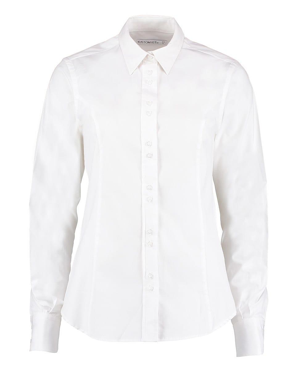 Kustom Kit Womens City Long-Sleeve Blouse in White (Product Code: KK388)