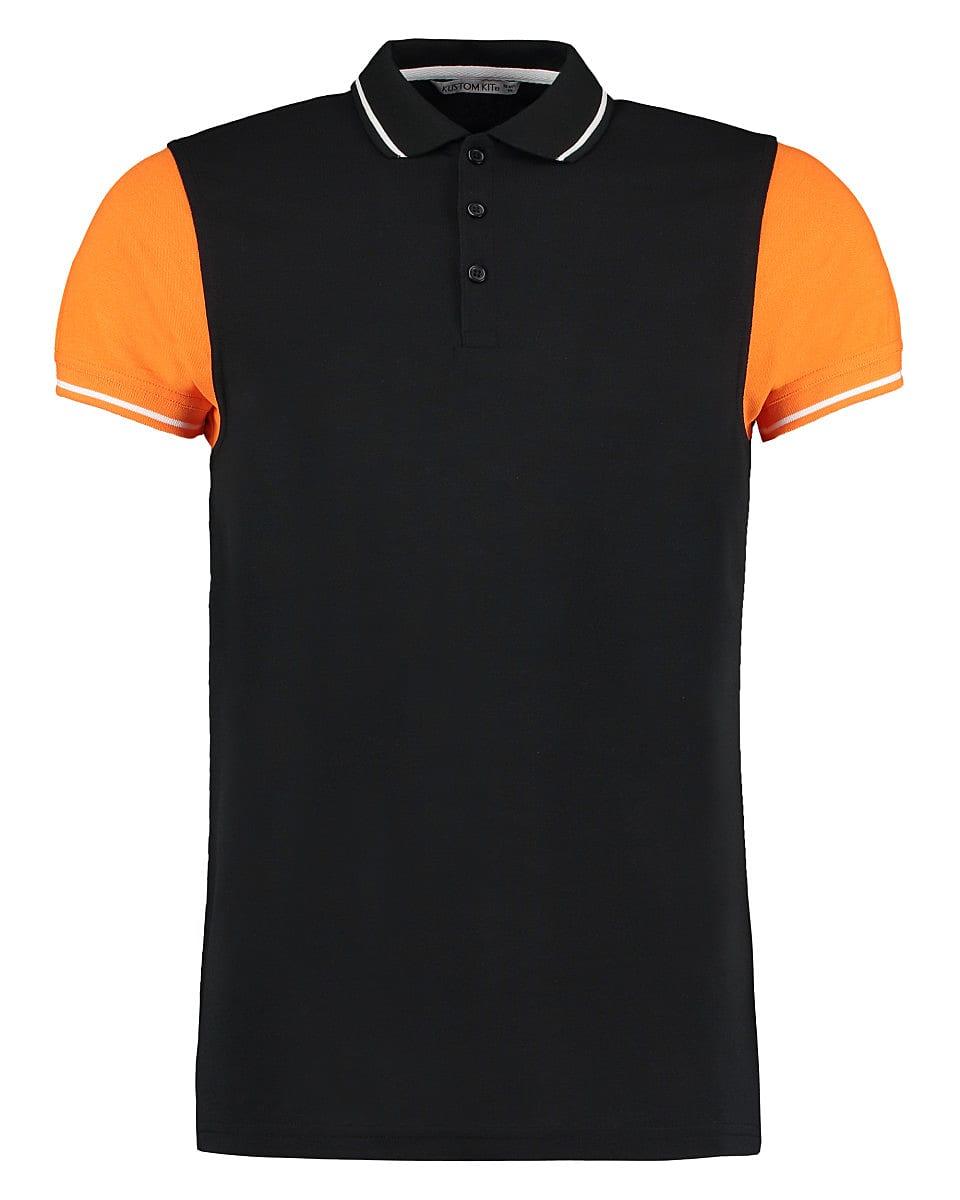 Kustom Kit Contrast Tipped Polo Shirt in Black / Orange / White (Product Code: KK415)