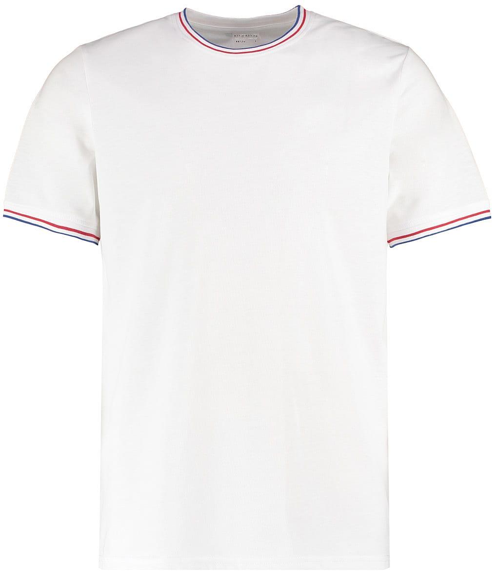 Kustom Kit Mens Tipped T-Shirt in White / Red / Royal (Product Code: KK519)