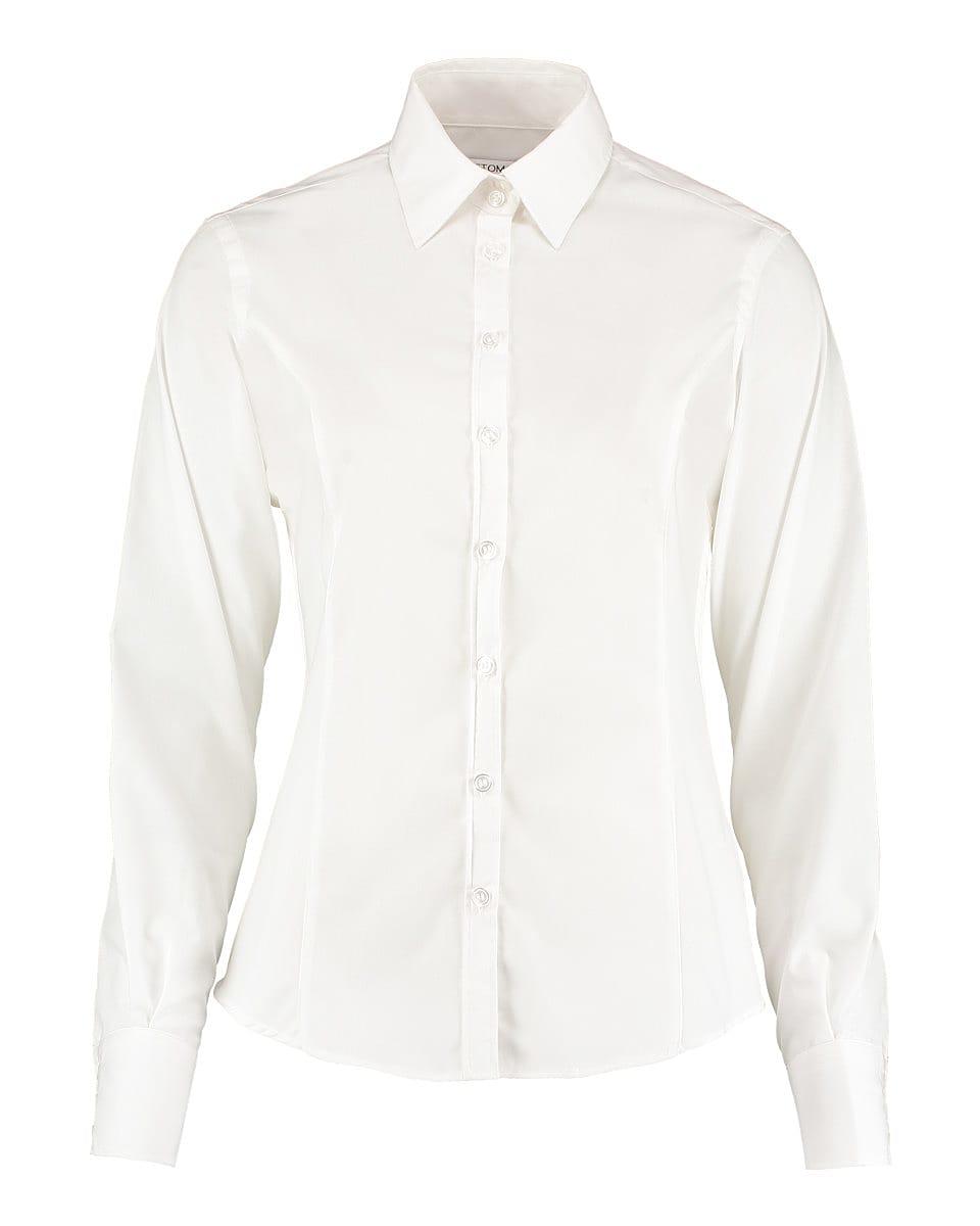 Kustom Kit Womens Long-Sleeve Business Shirt in White (Product Code: KK743F)