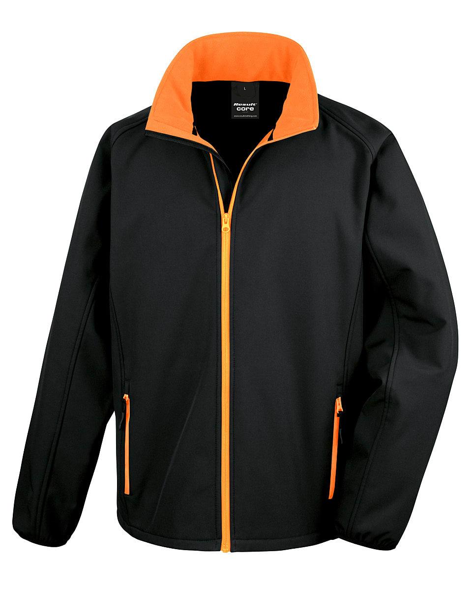 Result Core Mens Printable Softshell Jacket in Black / Orange (Product Code: R231M)