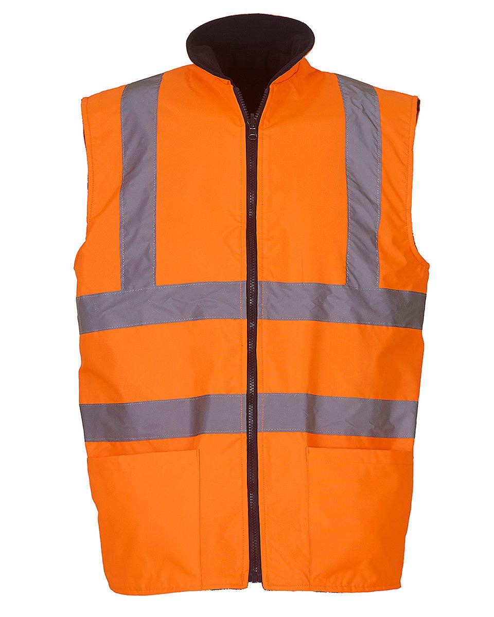Yoko Hi-Viz Reversible Fleece Vest in Hi-Viz Orange (Product Code: HV008F)