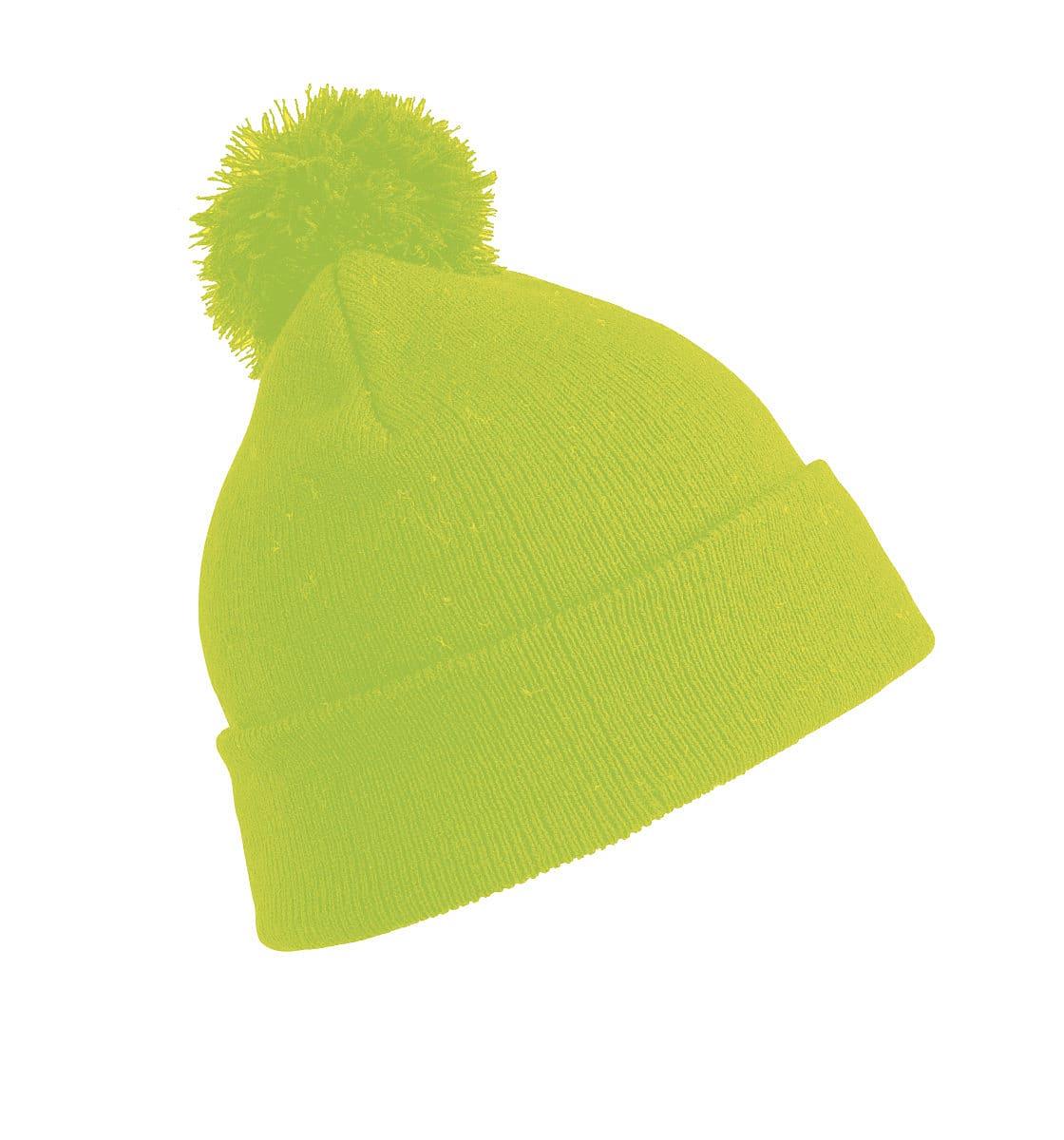 Result Winter Jr PomPom Beanie Hat in Fluorescent Yellow (Product Code: RC028J)
