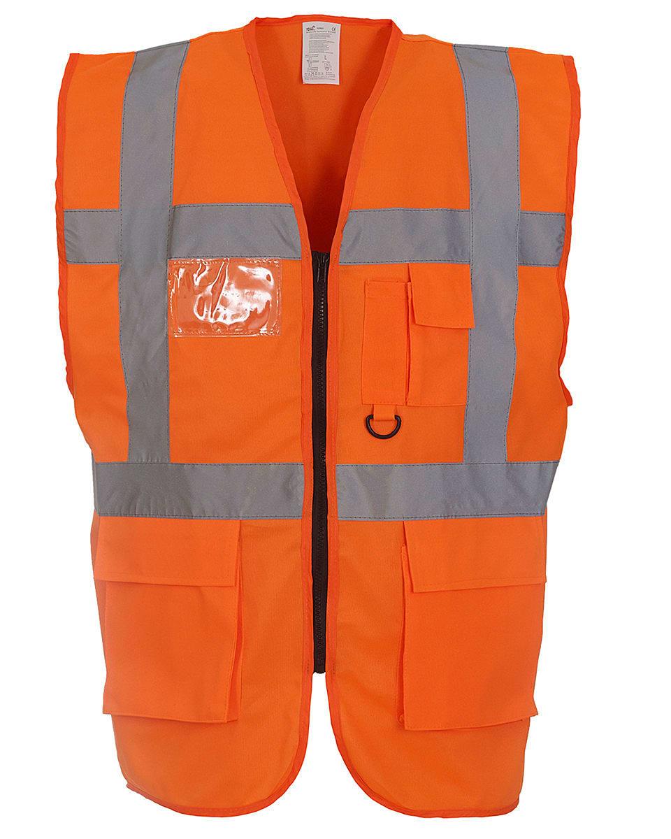 Yoko Hi-Viz Executive Waistcoat in Hi-Viz Orange (Product Code: HVW801)