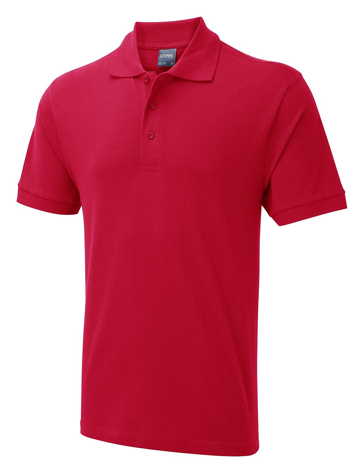 Uneek 180GSM Mens Polo Shirt in Red (Product Code: UC114)