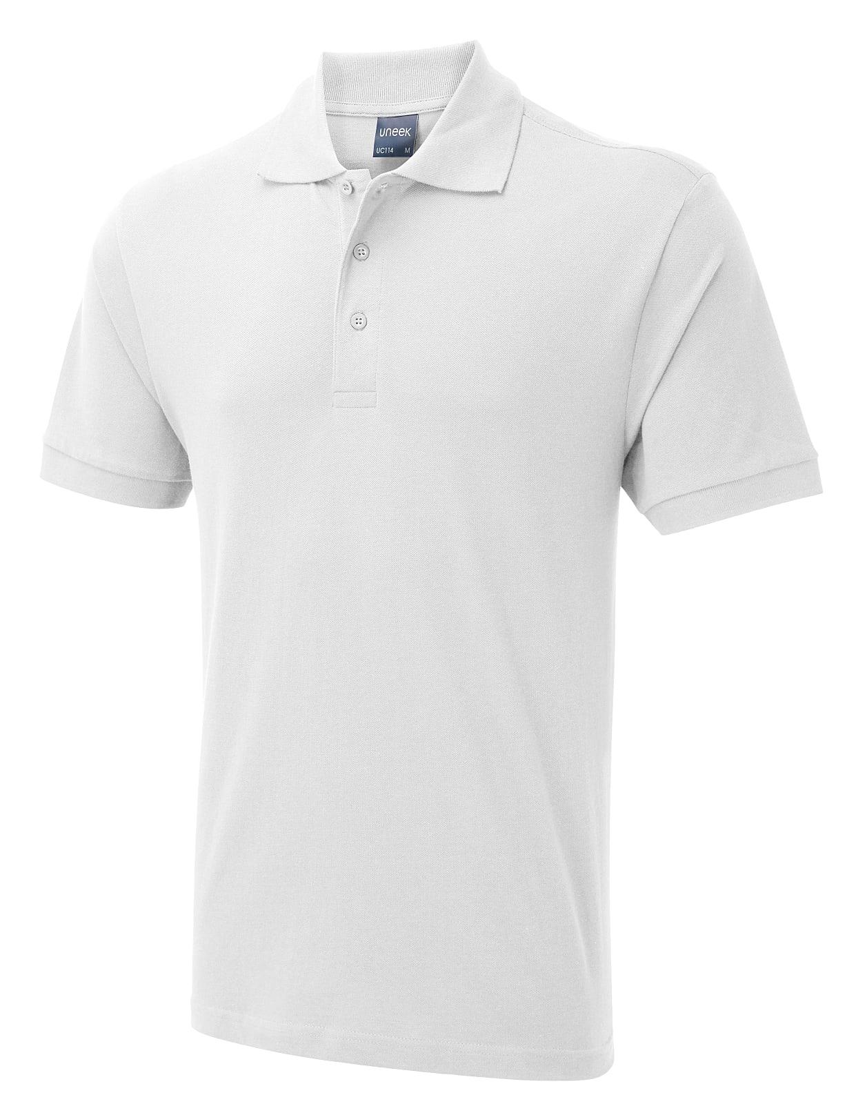 Uneek 180GSM Mens Polo Shirt in White (Product Code: UC114)