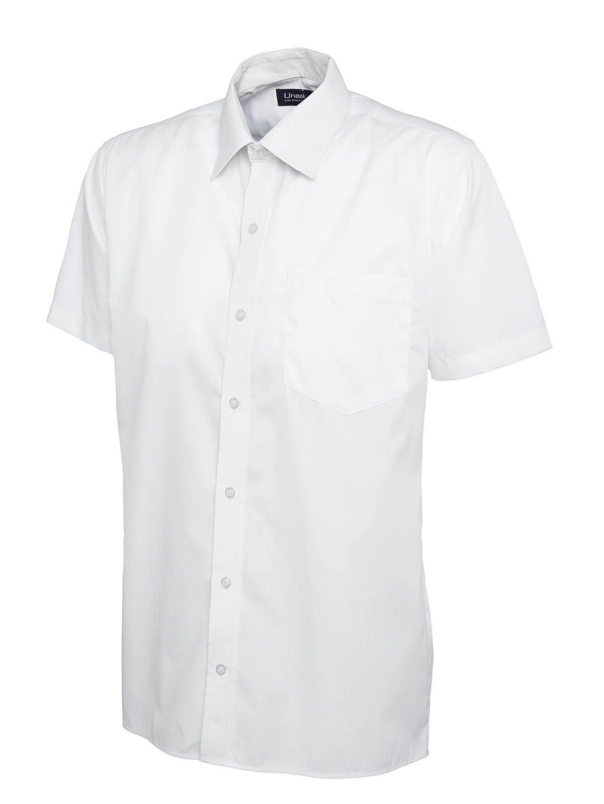 Uneek UC710 ? Mens Poplin Half Sleeve Shirt in White (Product Code: UC710)