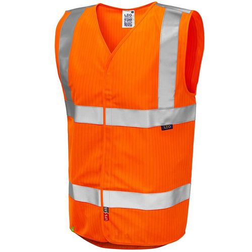 Leo Clifton ISO 20471 Class 2 LFS Anti-Static Waistcoat Orange