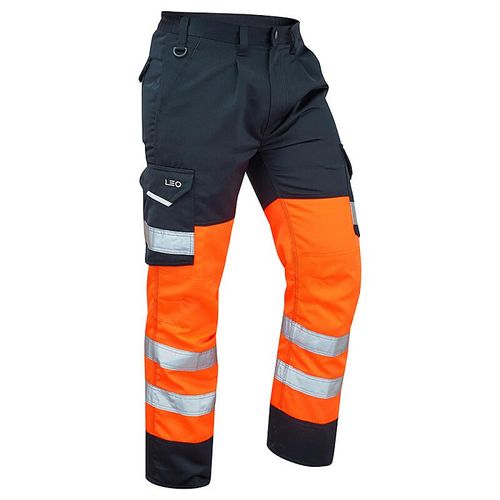 Leo Bideford ISO 20471 Class 1 Cargo Trouser Orange/Navy