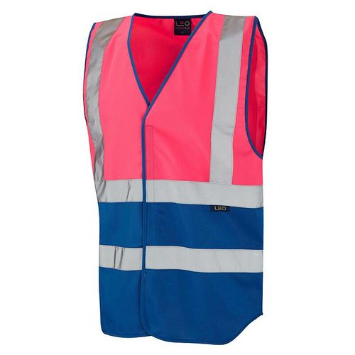 Leo Pilton Single Colour Reflective Waistcoat (Non ISO 20471) Pink/Royal Blue