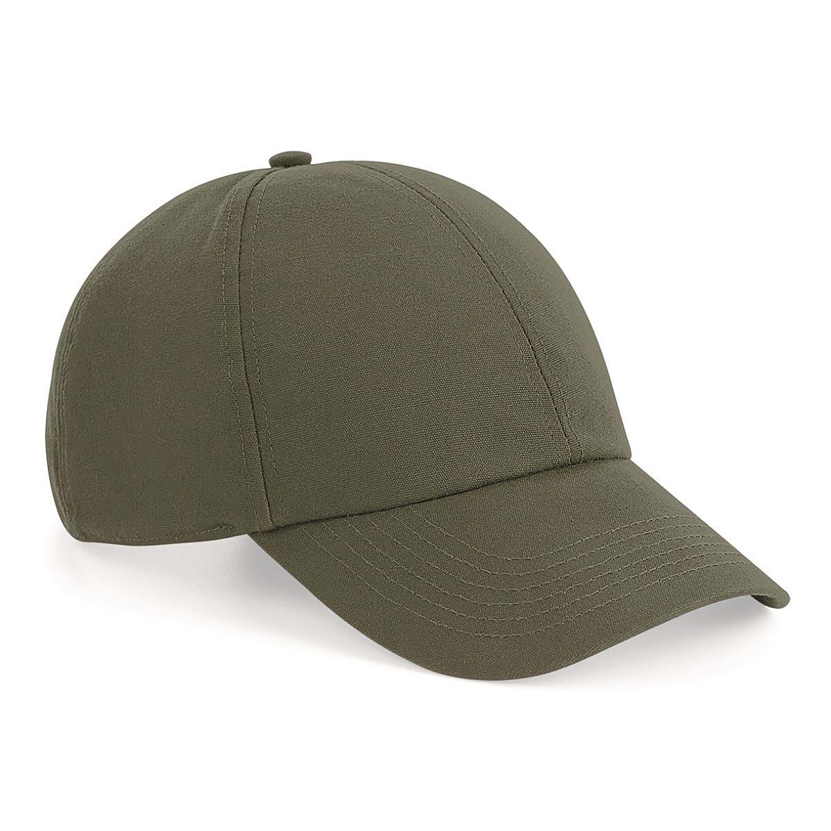 Beechfield Organic Cotton 6 Panel Cap in Olive Green (Product Code: B54)