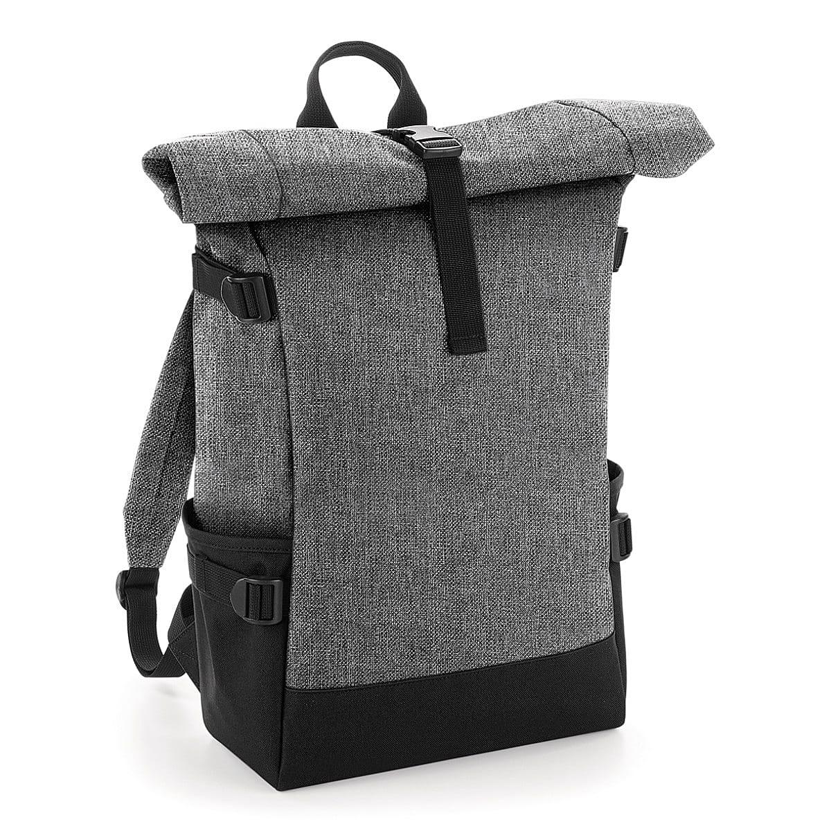 Bagbase Block Roll-Top Backpack in Grey Marl / Black (Product Code: BG858)